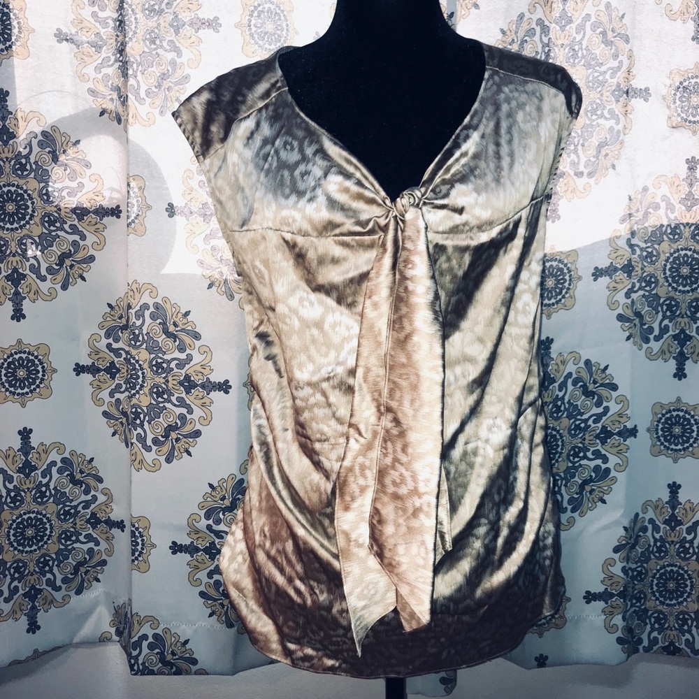 ANN TAYLOR NWOT SILK SCARF TUNIC ZIPPER BLOUSE